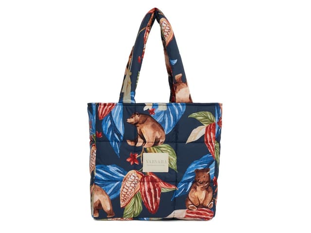 Сумка стеганая Мишки в шоколаде синяя