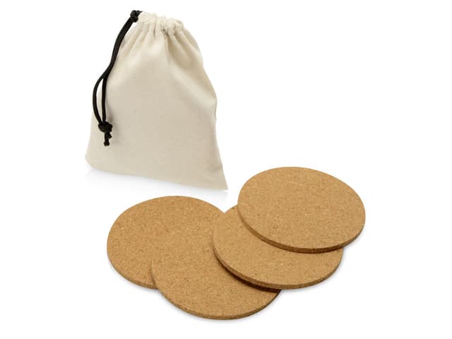 Набор костеров Bali из пробки в хлопковом мешке