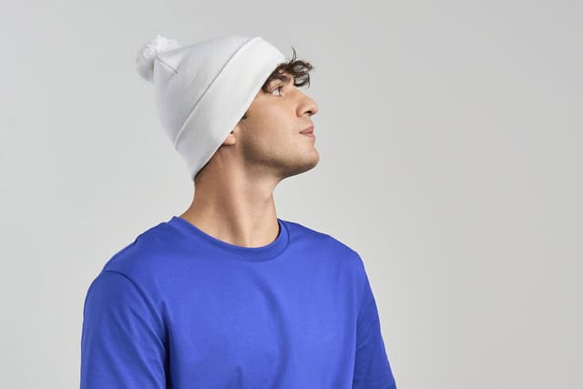 Шапка вязаная двойная Wind-S с помпоном