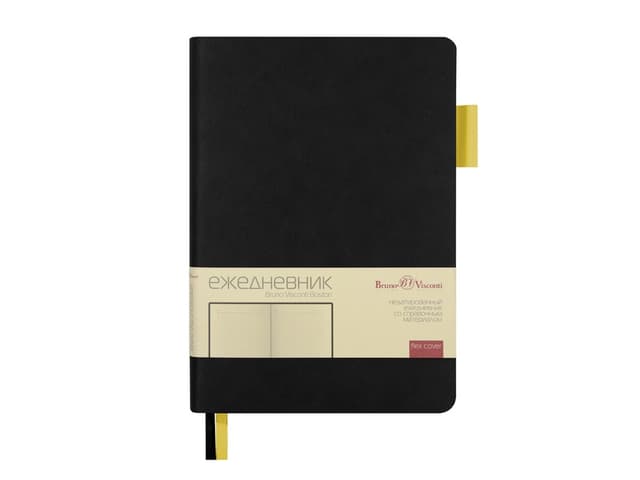 Ежедневник недатированный А5 Boston (черный) желтый обрез