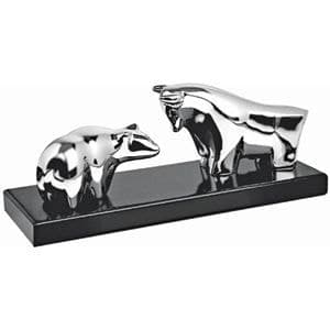 Стела "Быки и Медведи"; серебристый; 28х10х10 см; металл