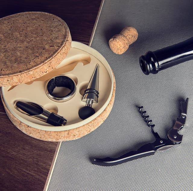 Набор для вина"Cork" (4 предмета); 15х4см; искусственная кожа